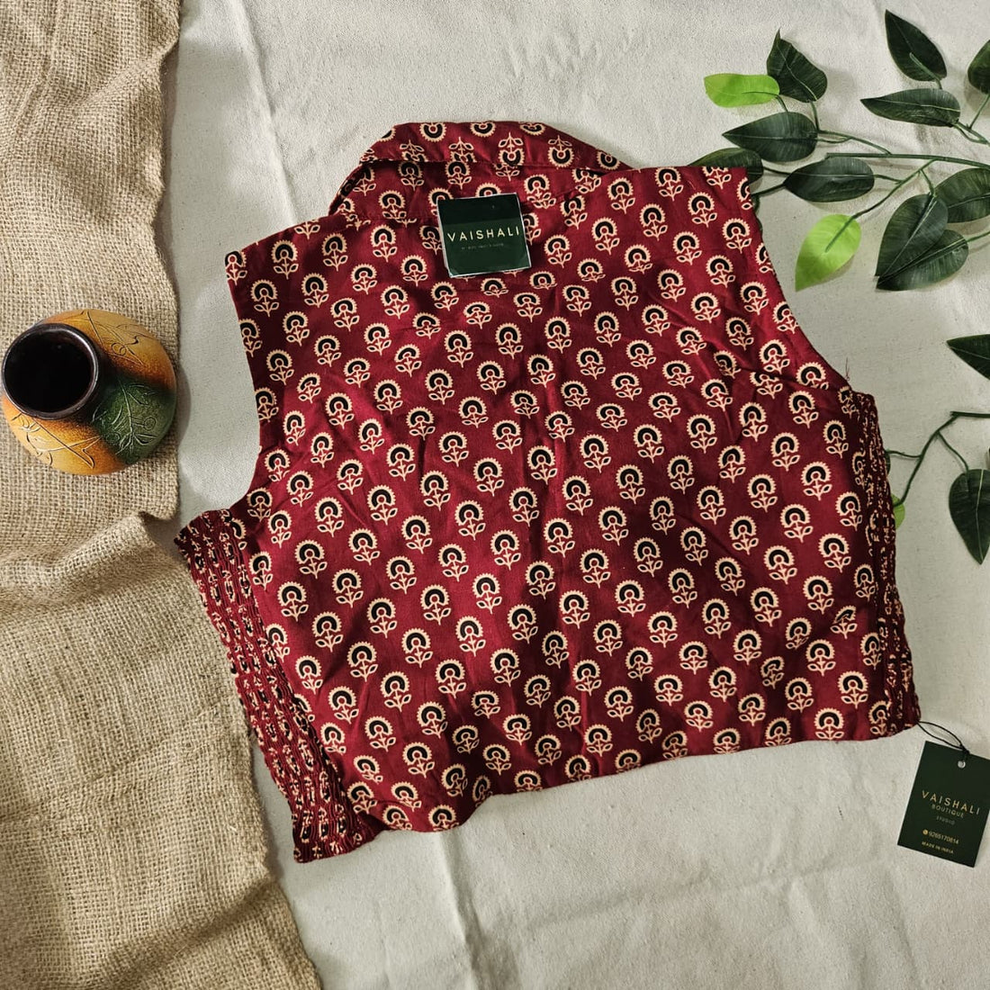 Lohita Ajrakh Collar Blouse