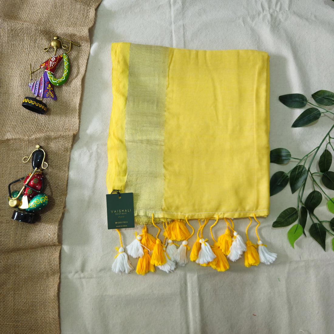 Lemon Pearl Mul cotton Saree