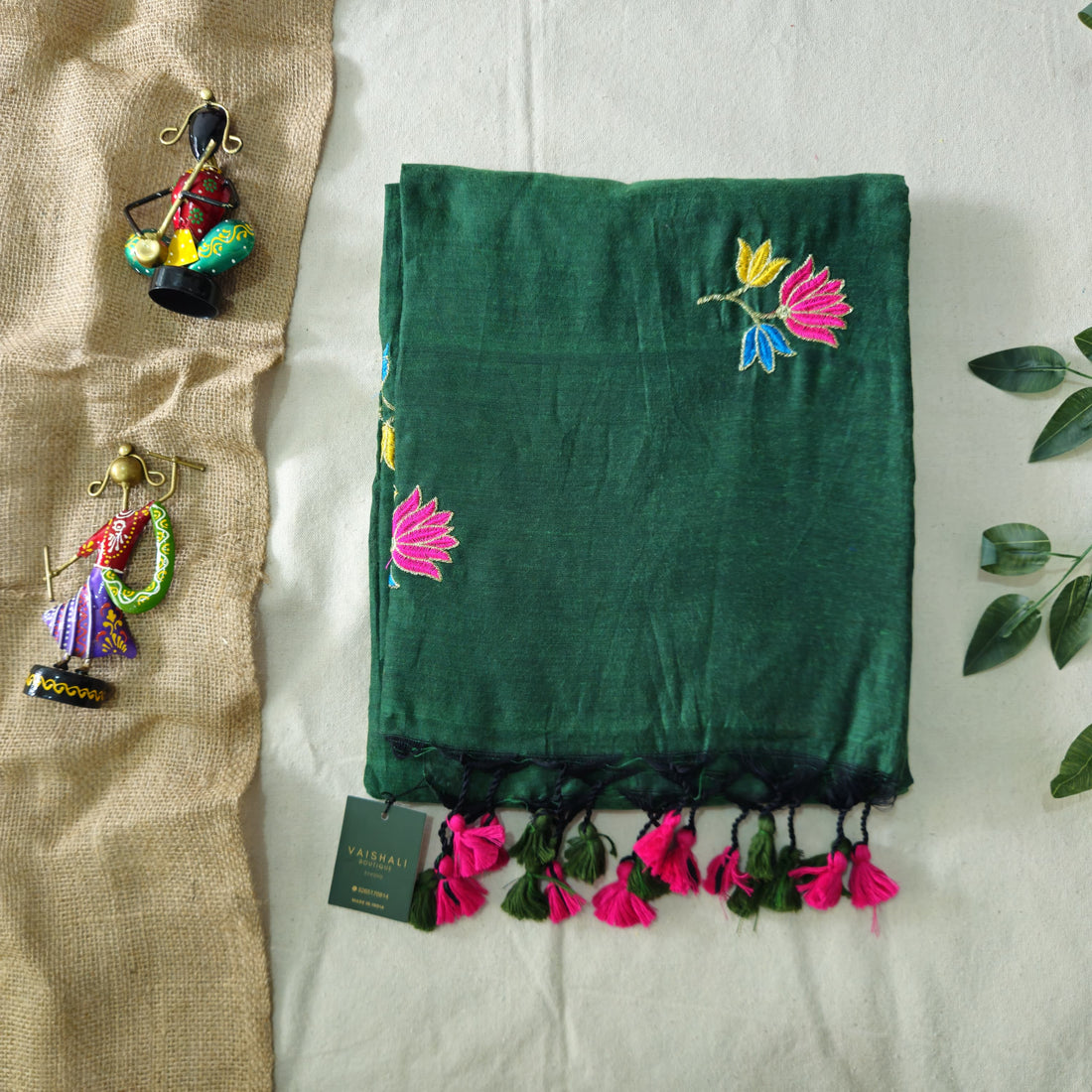 Emerald lotus khadi Cotton saree