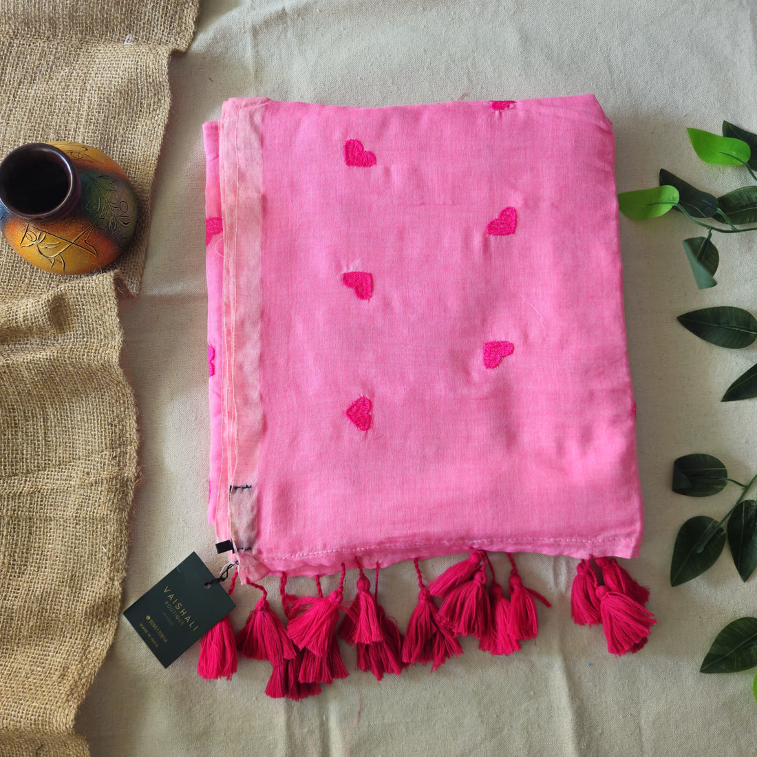 Sweetheart Pink Mul Cotton Saree