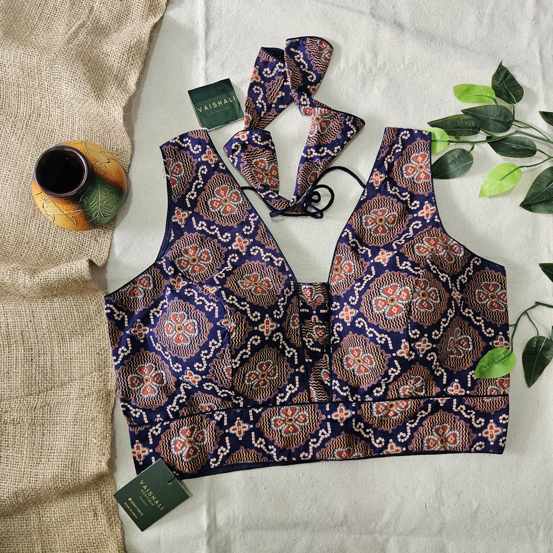 Blue Ajrakh Cotton Blouse