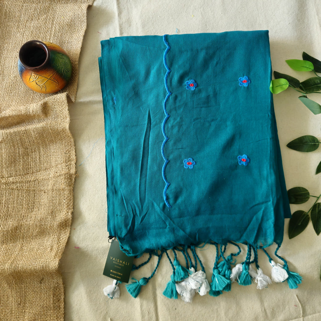 Peacock Bloom Khadi cotton saree