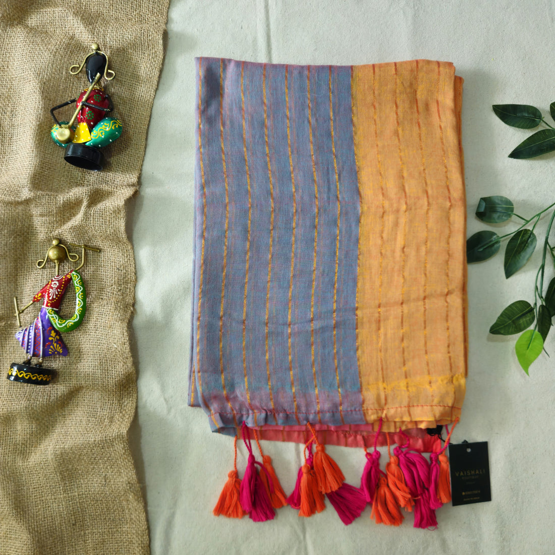 Purple tie & dye Mul saree