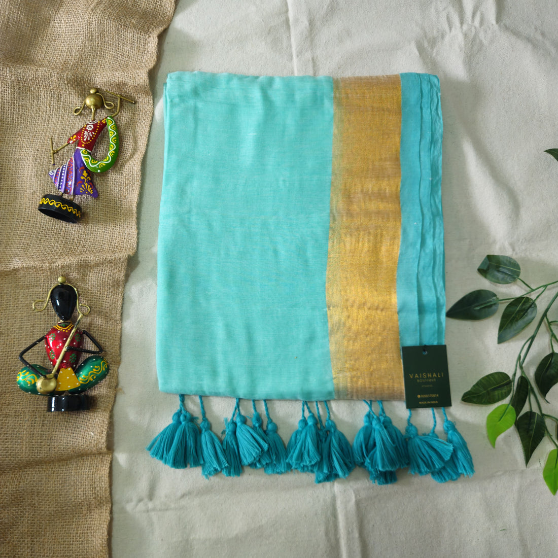 Aqua Pearl Mul cotton saree
