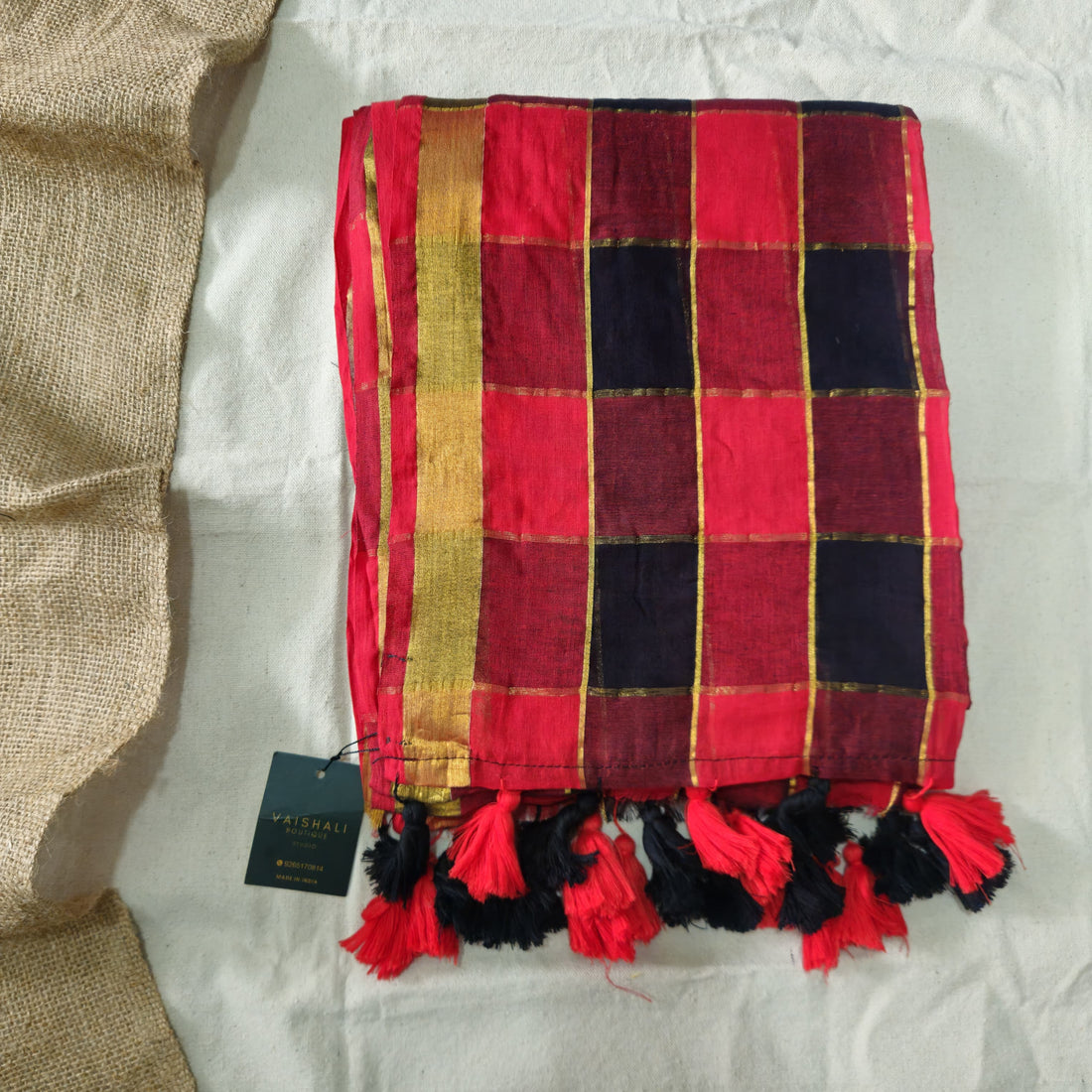 Rangmahal Checks mul cotton saree