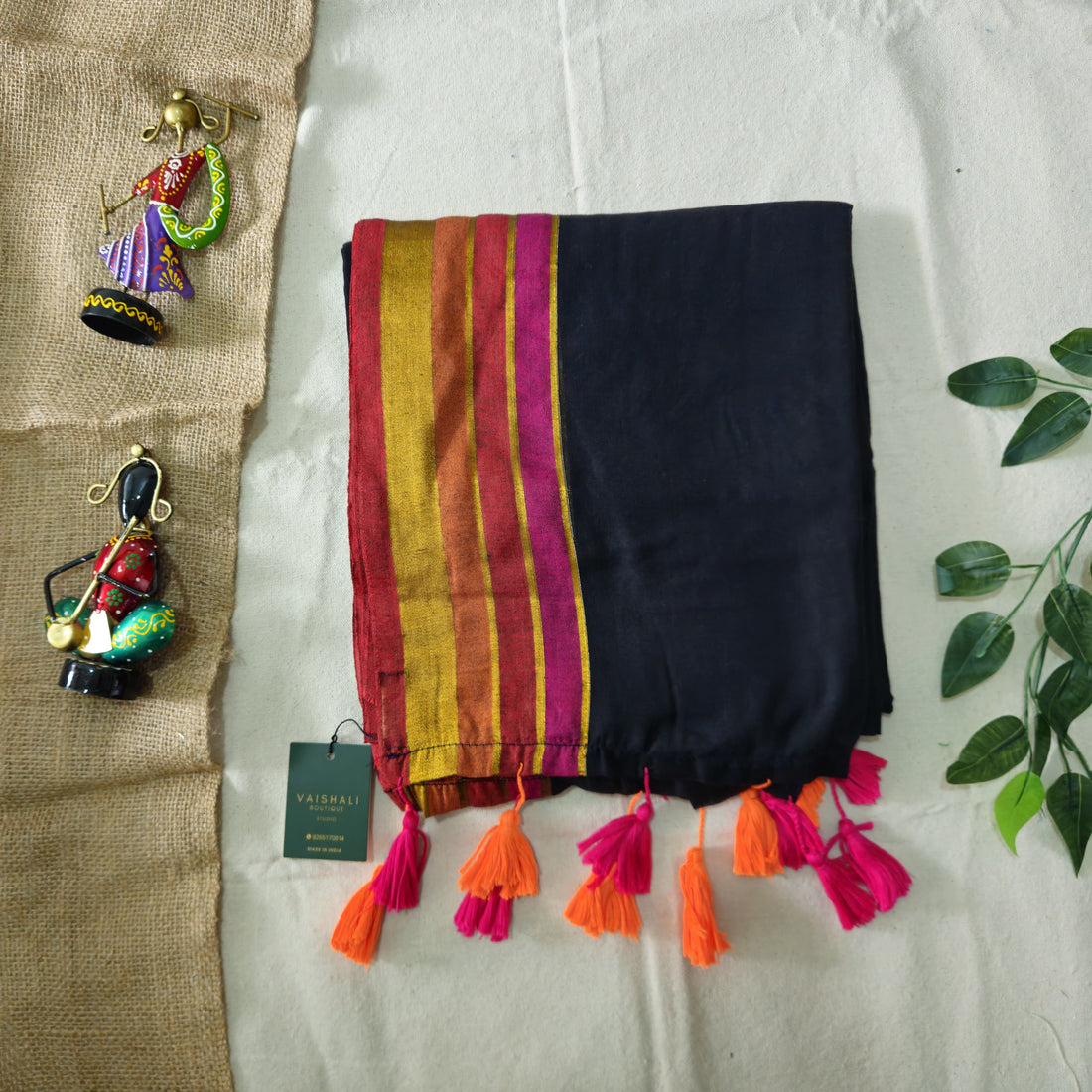 Mehfil Black Mul Cotton Saree