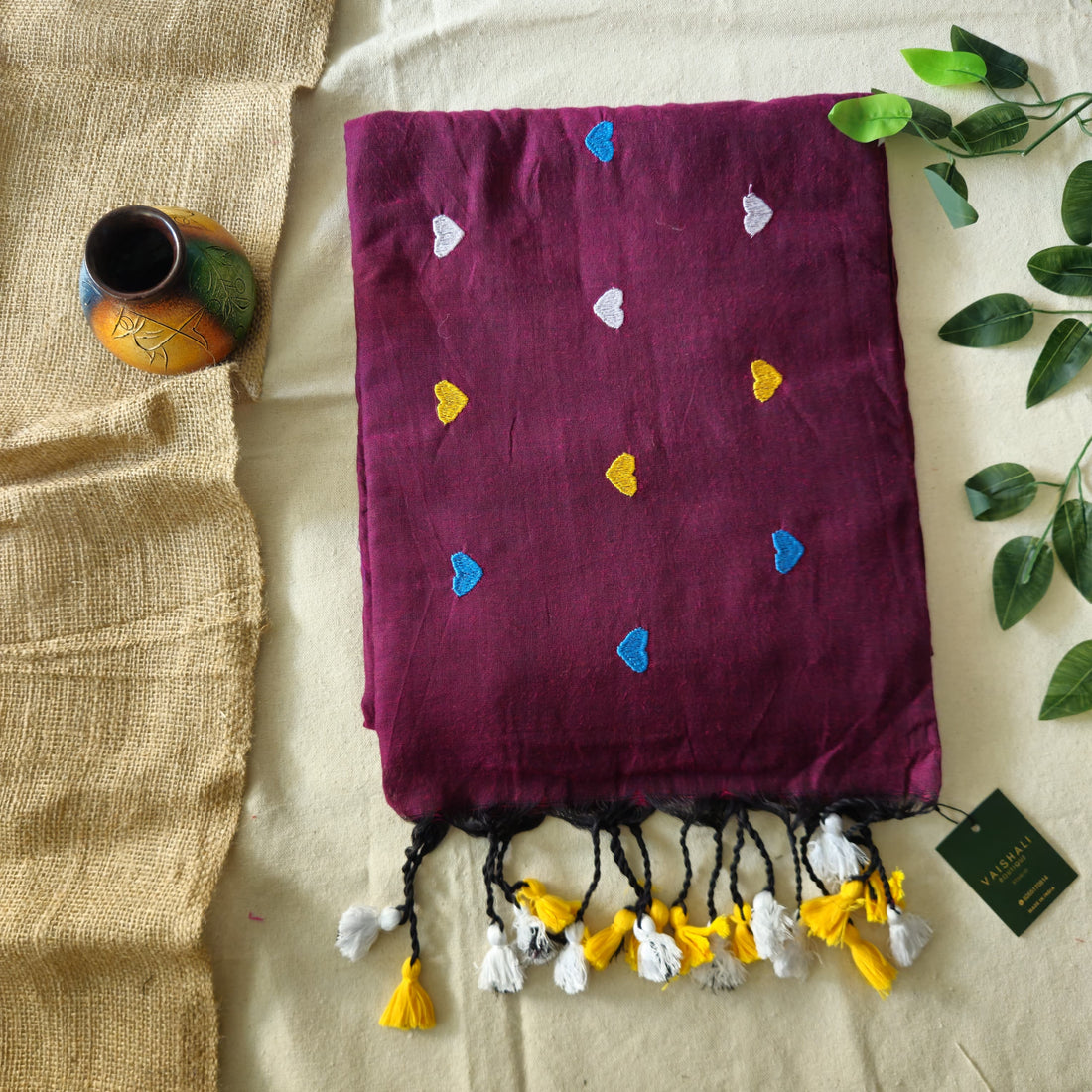 Rosy Heart khadi cotton saree