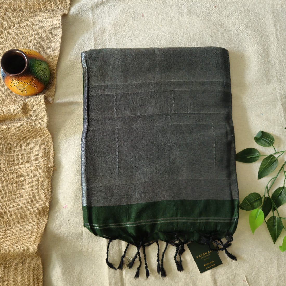 Emerald Mist khadi cotton saree